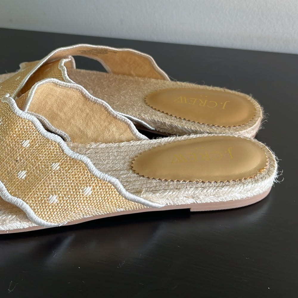J. Crew Scalloped Polka-Dot Slide Raffia Sandals Jute Woven Size 8 - Picture 4 of 8